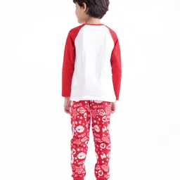 Babyhug Disney Single Jersey Knit Raglan Sleeves Night Suit Mickey Mouse Graphics - Red image 2