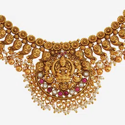 Kushal's Fashion Jewellery Gold-Plated Ruby Ethnic Antique Jewellery Set image 5