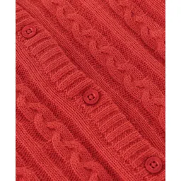 Babyhug Knitted Full Sleeves Sweater With Cable Knit Design - Red image 3