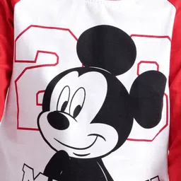 Babyhug Disney Single Jersey Knit Raglan Sleeves Night Suit Mickey Mouse Graphics - Red image 3