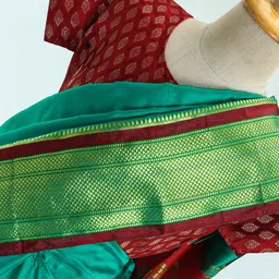 Bhartiya Paridhan Silk Saree With Half Sleeves Blouse - Rama Green image 4