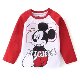 Babyhug Disney Single Jersey Knit Raglan Sleeves Night Suit Mickey Mouse Graphics - Red image 5