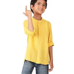 Fabindia Kids Yellow Embroidered Full Sleeves Shirt-picture-38