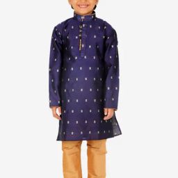 Pro-Ethic Style Developer Kids Navy & Beige Printed Full Sleeves Kurta with Pyjamas-picture-40