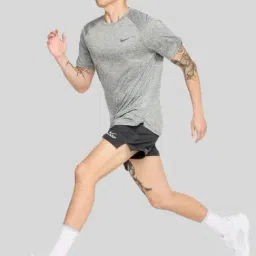 Nike Grey Regular Fit Logo Printed Sports T-Shirt image 5