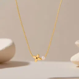 Jewels Galaxy Gold Plated Anti Tarnish Stainless Steel Floral Themed Necklace-picture-13