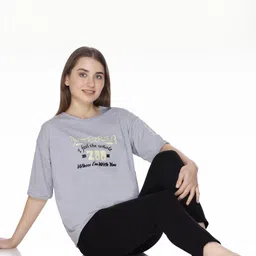 URBE-URBAN EVOLUTION Women Printed Round Neck Lounge Tshirts-picture-48