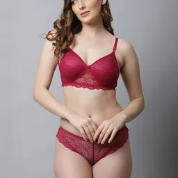 samvar Women Red,Pink,Maroon Cotton Bra Panty Set for Lingerie Set Undergarments Pack of 3 image 3