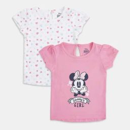 Pantaloons Baby Kids Pink & White Cotton Printed Disney T-Shirt (Pack of 2)-picture-40