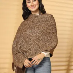 Mafadeny Brown Regular Fit Printed Stole-picture-41