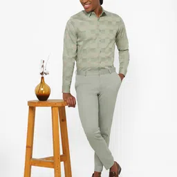 The Collection Men Classic Slim Fit Checked Spread Collar Cotton Formal Shirt image 4