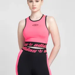 Adidas Originals Pink Printed Training Crop Top-image-11