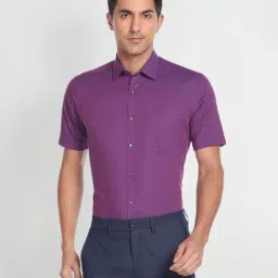 Arrow Purple Cotton Regular Fit Shirt-image-26