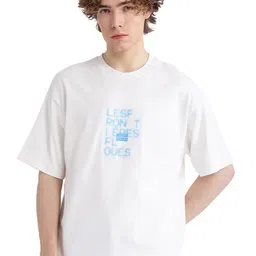RARE RABBIT Men Typography Printed Round Neck Cotton Oversized T-shirt-picture-54