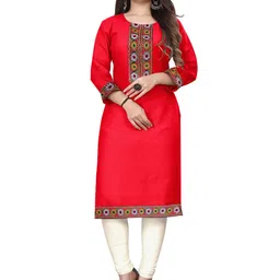 HF HOLYDAY FASHION Floral Embroidered Round Neck Straight Kurta-picture-41