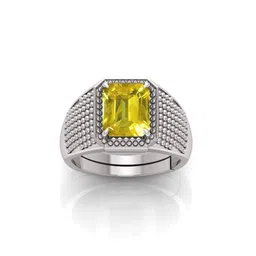 RRVGEM 5.25 Ratti 4.00 KT Yellow Sapphire Pukhraj Gemstone Silver Plated Adjustable Ring-picture-22