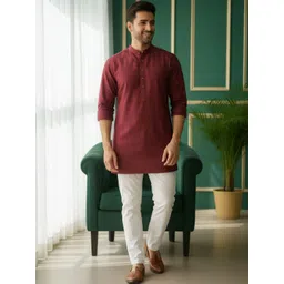 TATTVA Men Thread Work Pastels Kurta-picture-36