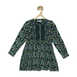 Peter England Kids Dark Green Floral Print Full Sleeves Dress-picture-36