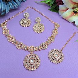 VATSALYA creation Rose Gold-Plated Artificial Stones Alloy Jewellery Set-picture-30