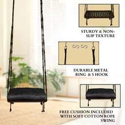 Patiofy Premium Grey Comfortable Slab Hammock Swing Chair With Cushion image 4