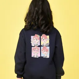 NUSYL Full Sleeves Selfie Girls Printed Sweatshirt - Navy Blue-picture-19