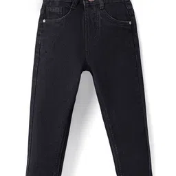 Babyhug Full Length Washed Denim Jeans With Stretch - Black-picture-19