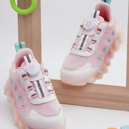TRUFFLE COLLECTION Mesh Detailed Rotating Button Sneakers - Pink-picture-15