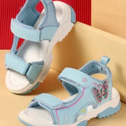 Cute Walk by Babyhug Velcro Closure Sandals With Butterfly Applique - Light Blue-picture-20