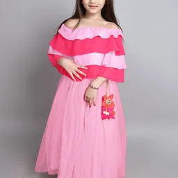 MANY FROCKS & Girls Colourblocked Layered Ready to Wear Lehenga With Blouse-picture-27