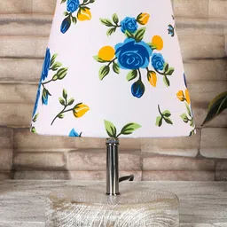 Devansh Multicolor cotton Round white brushed wood Table Lamp image 2
