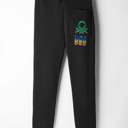 UCB Cotton Knit Full Length Lounge Pant With Text Print - Black image 2