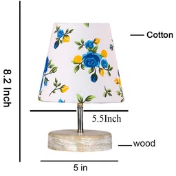 Devansh Multicolor cotton Round white brushed wood Table Lamp image 3