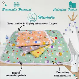 Babytoons New Born Baby Bedding Mosquito Net Bed with Pillow & 4pcs Waterproof Sheets Mats Combo (0-12 Months) Green image 3