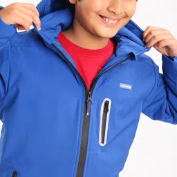 Pine Kids Light Winter Full Sleeves Hooded Solid Colour Sweat Jacket - Royal Blue image 4