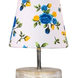 Devansh Multicolor cotton Round white brushed wood Table Lamp image 4