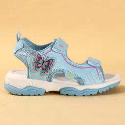 Cute Walk by Babyhug Velcro Closure Sandals With Butterfly Applique - Light Blue image 4
