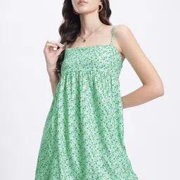 DressBerry Bloom & Beyond Smocked Back Floral Print Mini Balloon Dress image 3