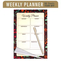 The Papier Ocean A5 Things Weekly Planner Tear Off Sheet Pad 52 Sheets with Blue Flowers Pattern image 5
