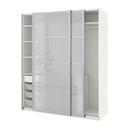 ikea pax / svartisdal Wardrobe with sliding doors, white/white paper effect, 200x66x236 cm-picture-26