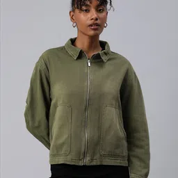 London Rag Ruched Sleeves Denim Jacket-image-35