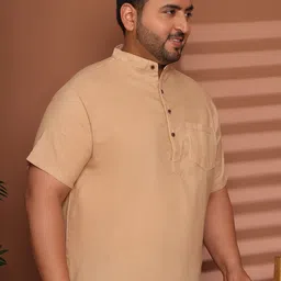 Enchanted Drapes Men Plus Size Solid Daily Cotton Straight Kurta image 4