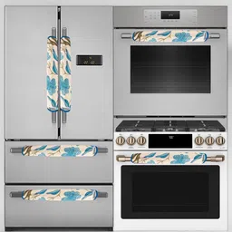E-Retailer 2-Pcs Blue & Cream Printed Refrigerator Covers image 4