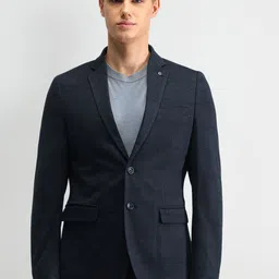 Arrow Self Design Notched Lapel Single-Breasted Slim-Fit Herringbone Blazer-picture-16