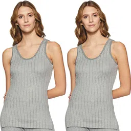 dixcy scott Premium Round Neck Sleeveless Grey Camisole Upper Thermal for Women - Pack of 2 image 1