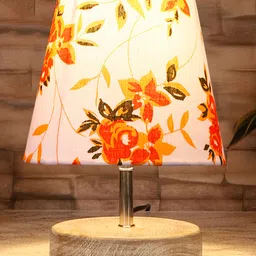 Devansh Multicolor cotton Round white brushed wood Table Lamp-picture-27