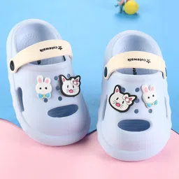 Cute Walk by Babyhug Clogs With Back Strap Kitty & Bunny Appliqulue - Light Blue-picture-10