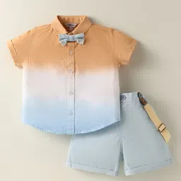 ToffyHouse Shirt and Bottom Set Half sleeves Shirt - 100% Cotton Poplin Tie & Dye, Bottom - Woven Cotton Twill With Spandex Male ICE BLUE 4-5Y-picture-15