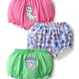 Babyhug Disney Interlock Knit Bloomers With Aristocats Marie Graphics Pack Of 3 - Pink Light Green & Blue-picture-13