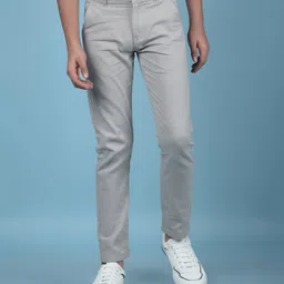 CRIMSOUNE CLUB Cotton Woven Solid Trousers - Grey-picture-16