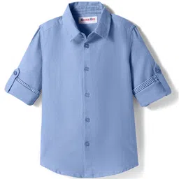 kookie kids india Kookie Kids Cotton Woven Full Sleeves Solid Color Oxford Shirt - Blue-picture-15
